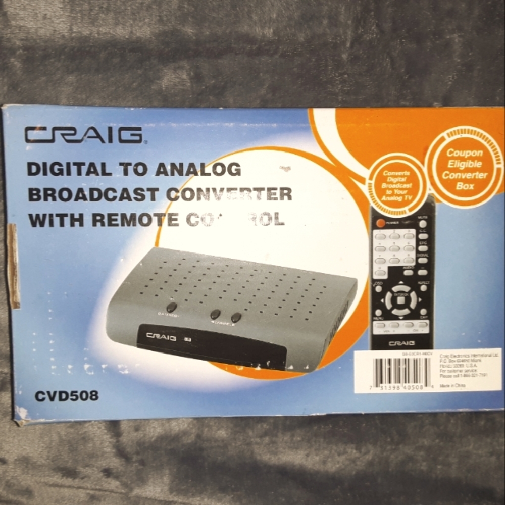 Digital to analog broadcast converter with remote control.